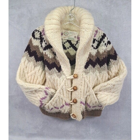 Angela Campos De Morris Sweaters - VTG Pure Wool Cardigan Sweater Handknitted Angela Campos De Morris Womens Sz L